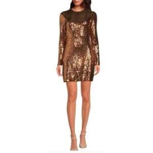 Gianni Bini Size 4 New Copper Sequin Long Sleeve Mini Dress